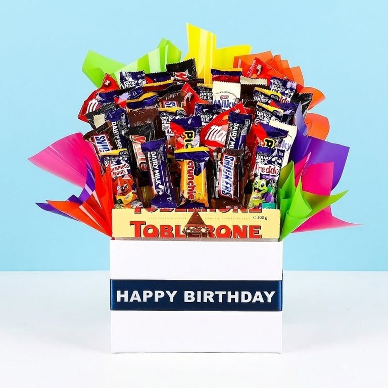 Large Happy Birthday Chocolate Bouquet - Navy