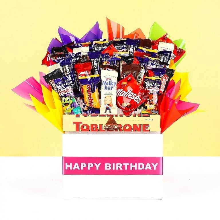 Large Happy Birthday Chocolate Bouquet - Hot Pink