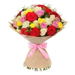 Wrapped Long-Stemmed Roses (Medium)