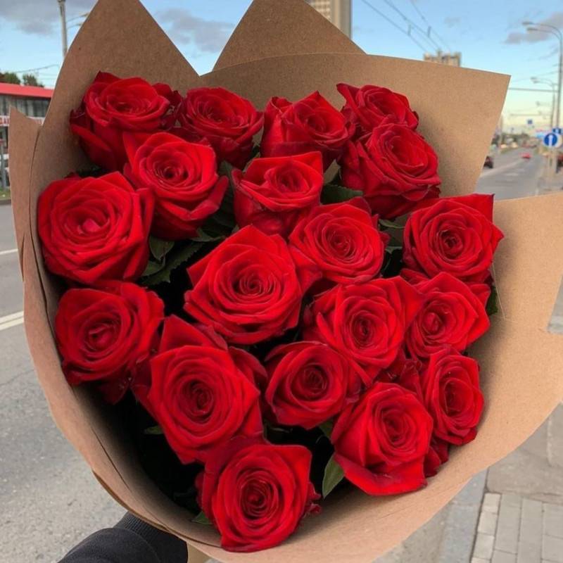 Bouquet,of,19,beautiful,roses,60,cm