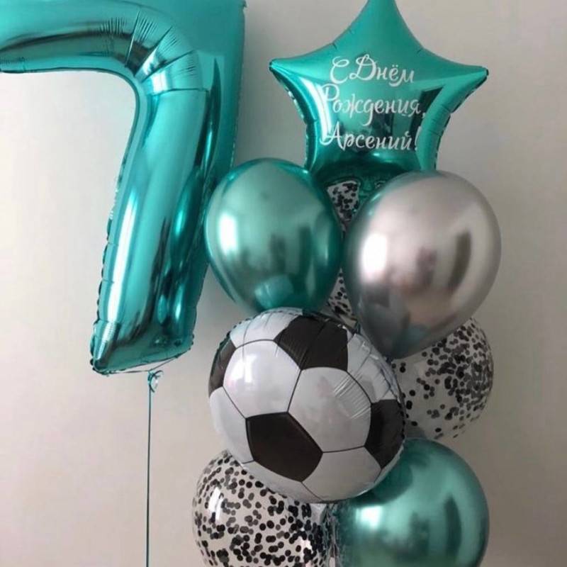 Fontan,balloons,for,a,boy's,birthday.,SHar,futbol_nij,myach