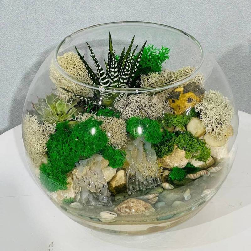 Mini,florarium,with,waterfall
