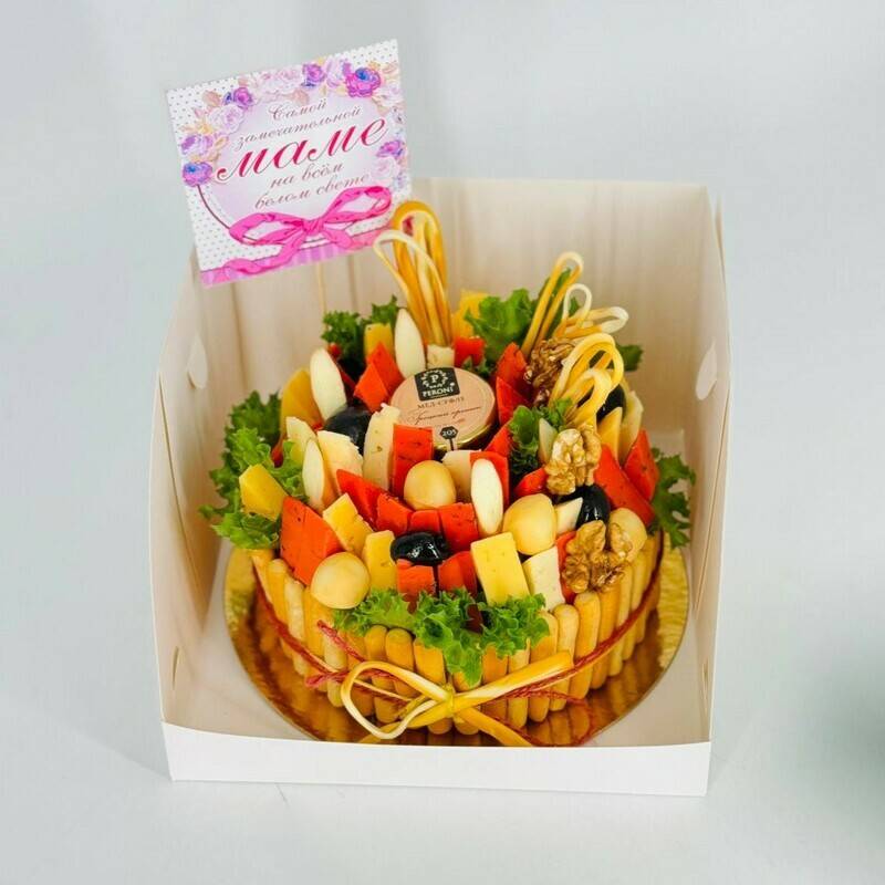 Sirnij,buket.,Bento,tort,iz,sira,s,medom,dlya,mami