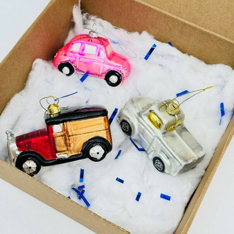 gift,set,of,vintage,glass,toys,"Cars,",handmade.,Set,of,5