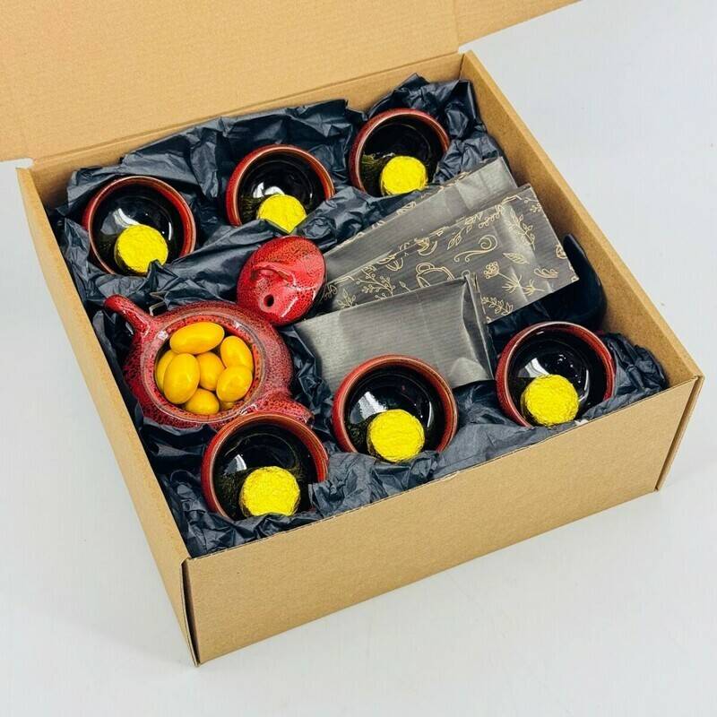 Gift,set,for,tea,drinking,,tea,ceremony.,Ceramic,tea,set,with,nuts,and,elite,tea