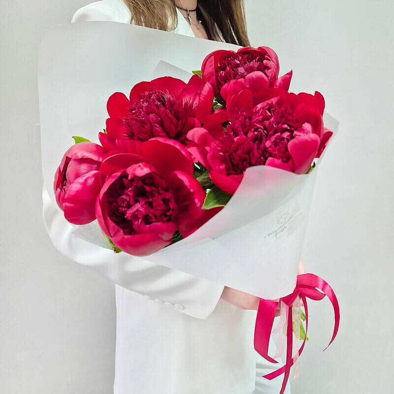 Monobucket,of,5,gorgeous,peonies,Red,Charm