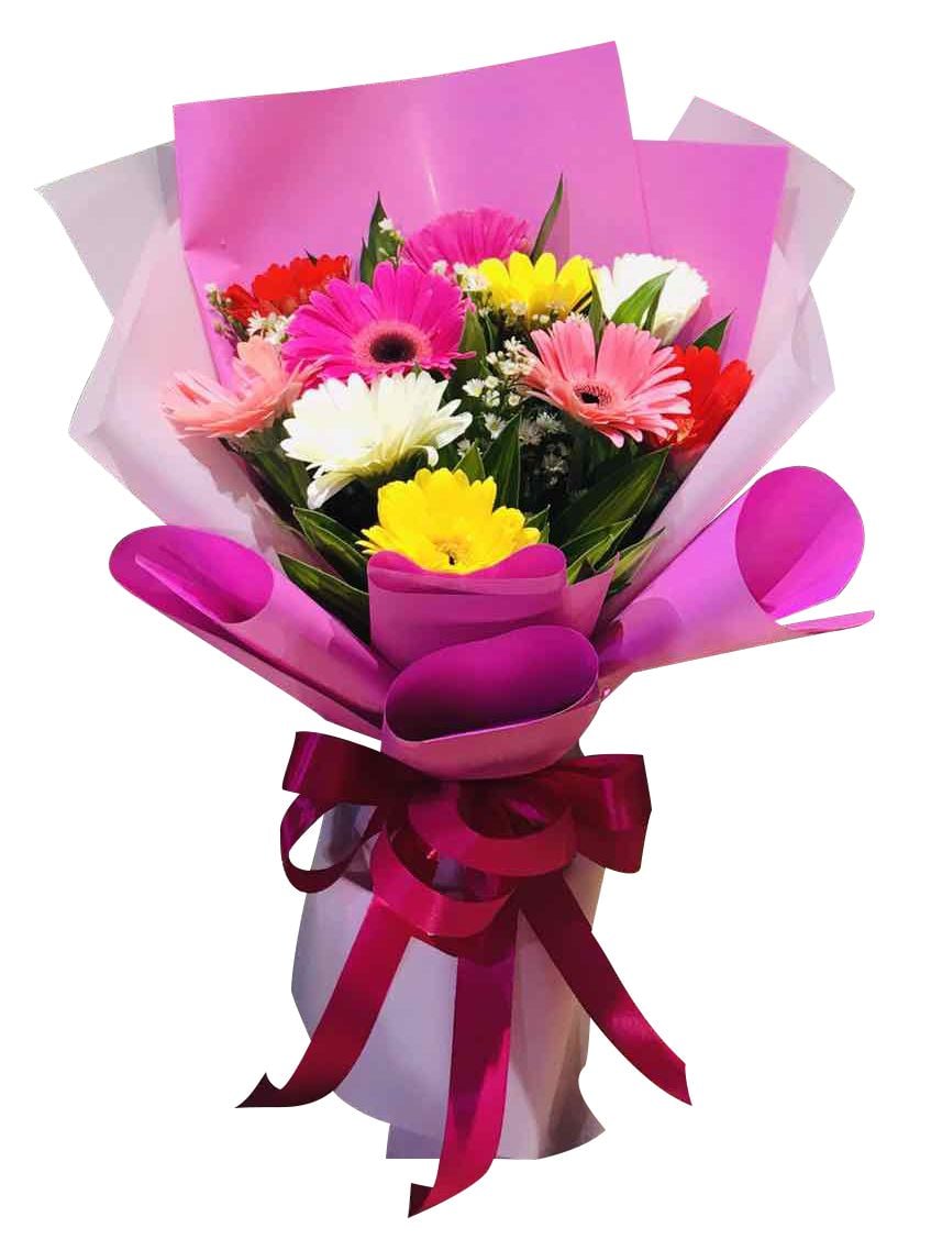 Vibrant 10 Multi-Color Gerbera Bouquet