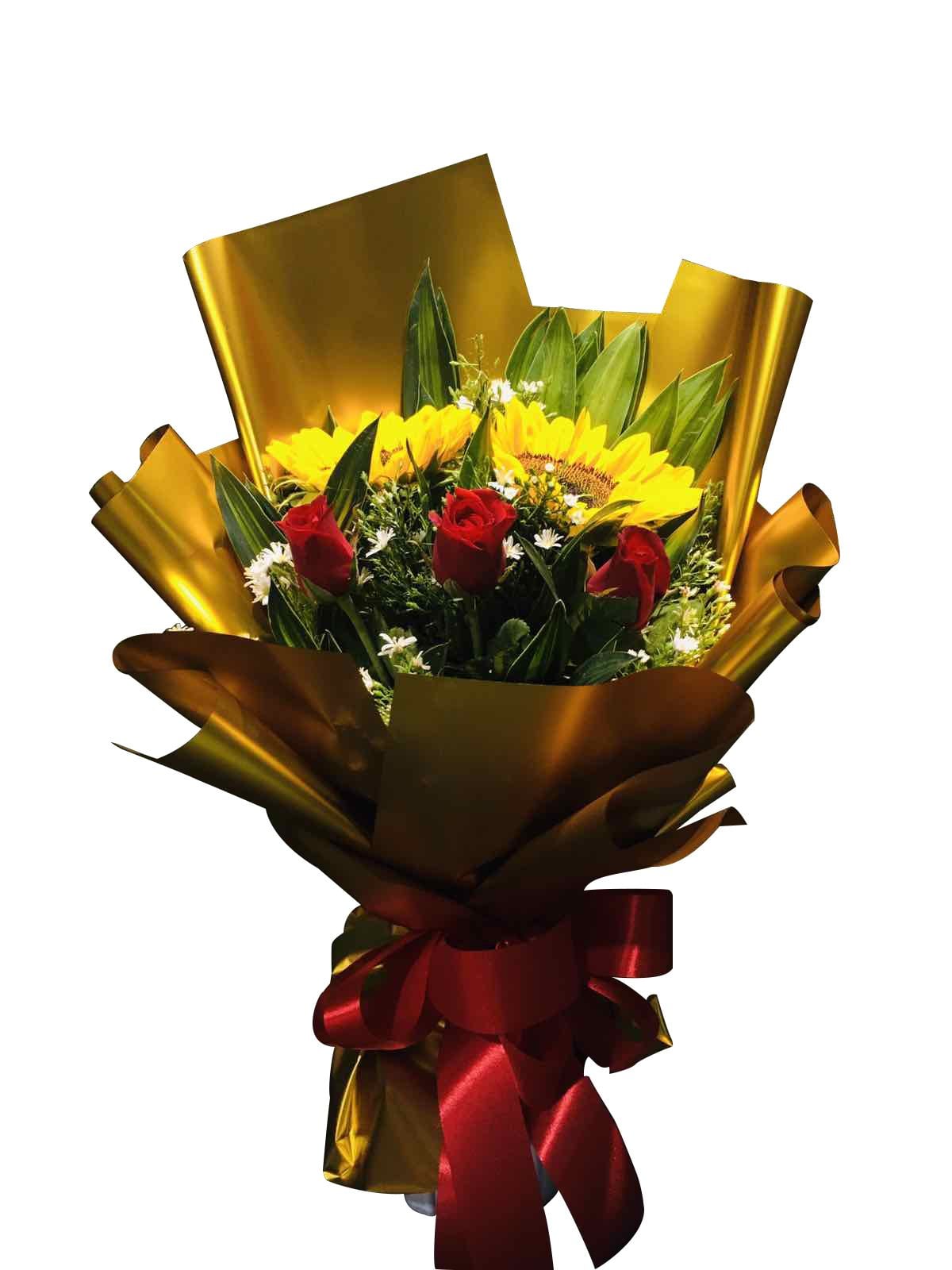 Two Sunflower with Rose Bouquet