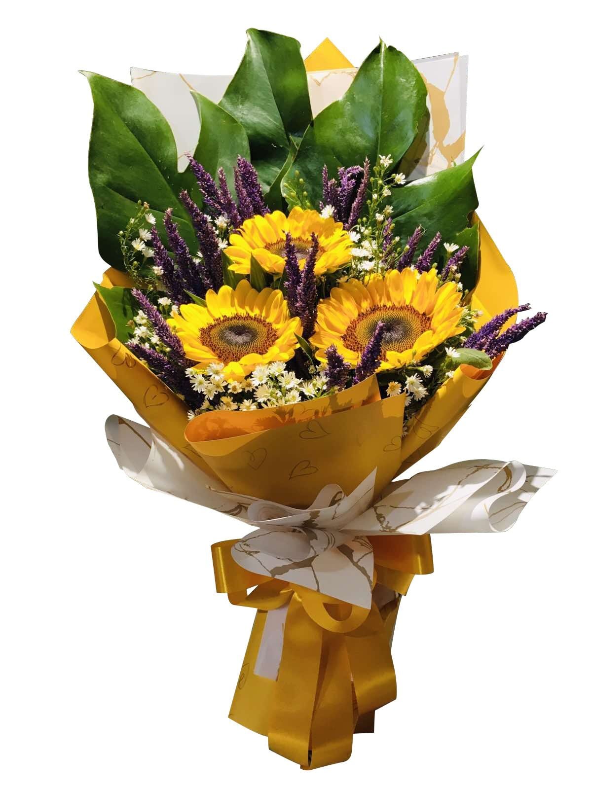 Beautiful 3 Pieces Sunflower Bouquet