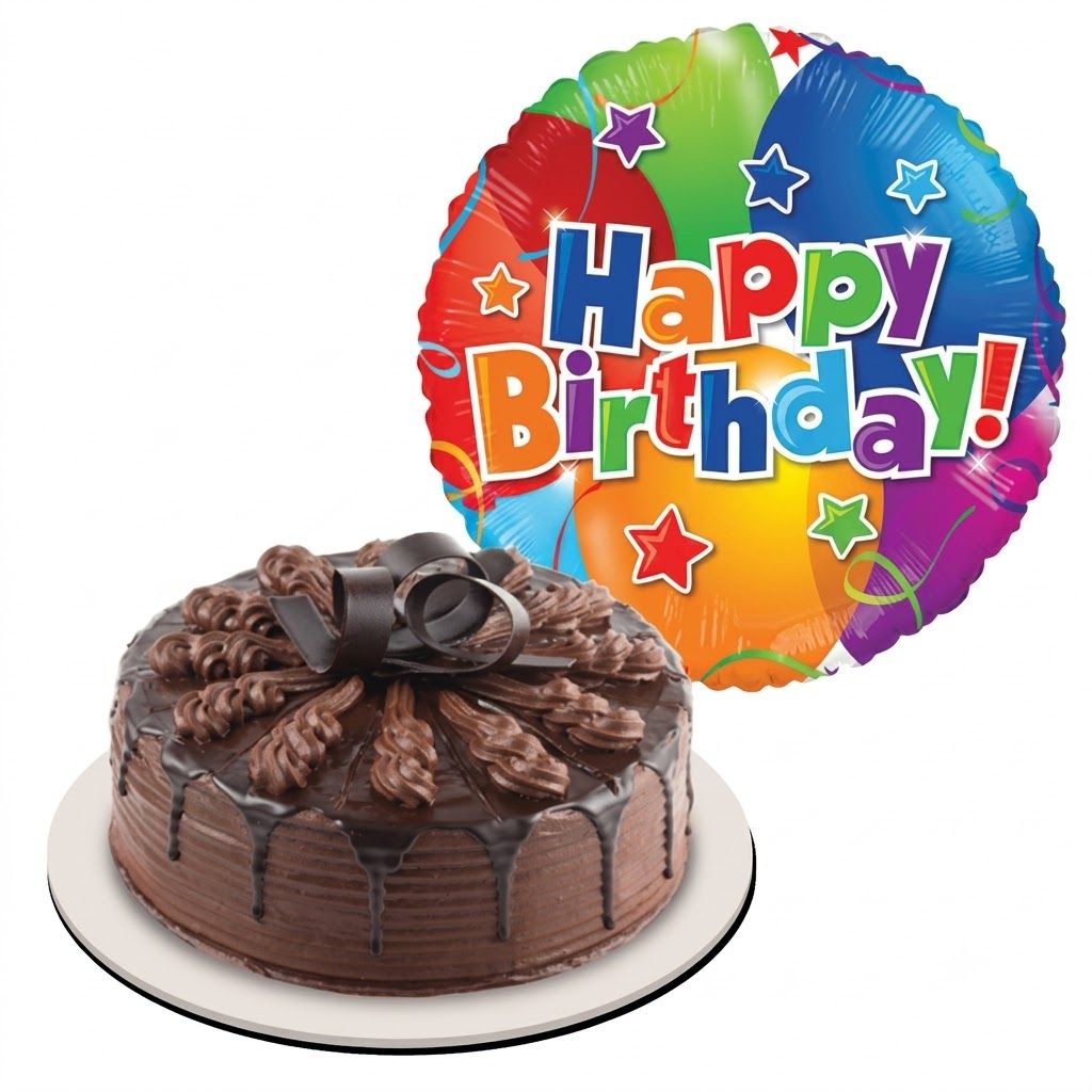Chocolate Indulgence Cake with Birthday Balloon