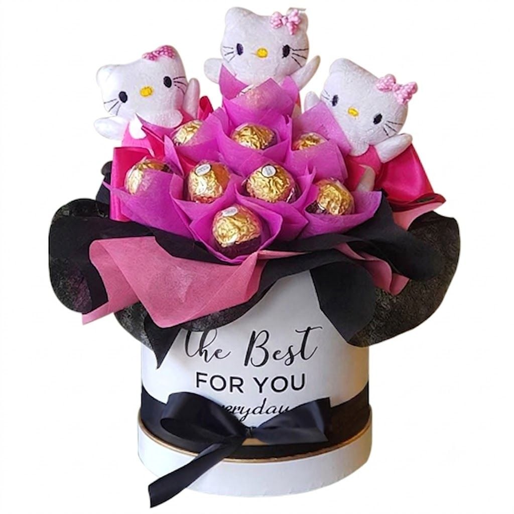 3pcs. Mini Hello Kitty with 8pcs. Ferrero in Box