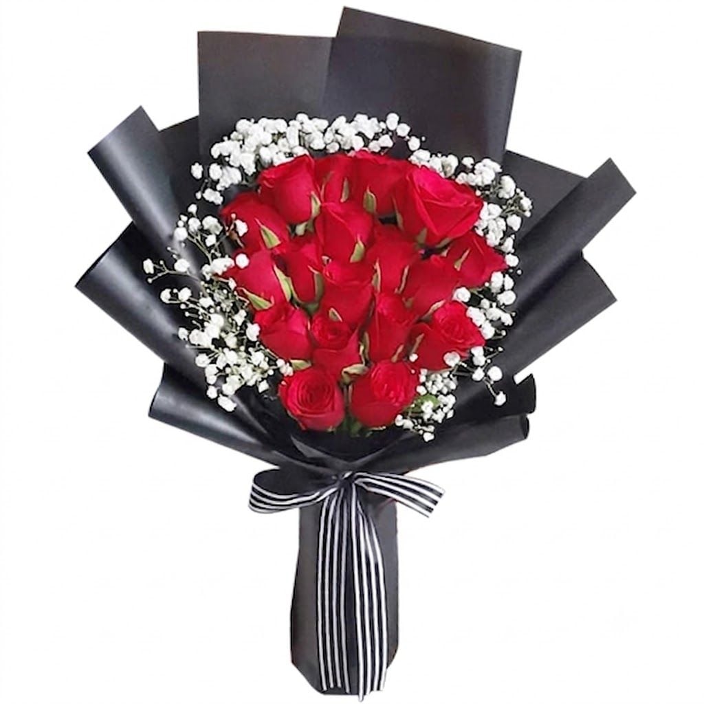 18 pcs. Red Color Roses in Bouquet