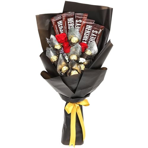 Chocolate and Fresh Flower Bouquet