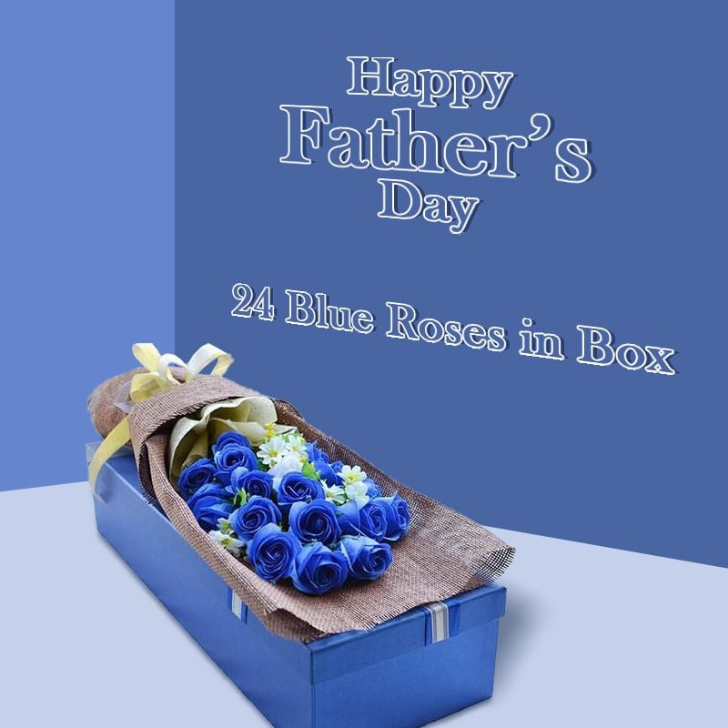 Sapphire Serenade: 24 Blue Roses in a Box