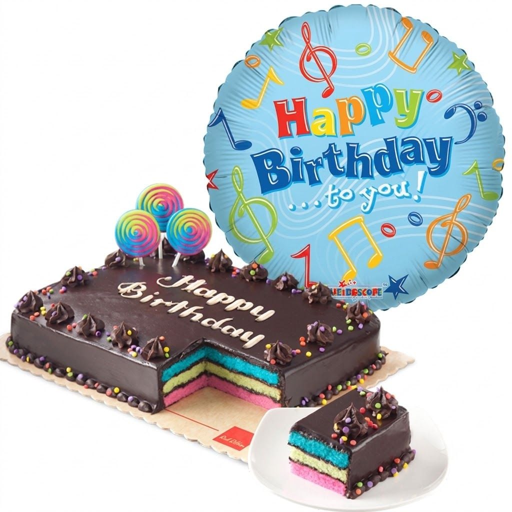 Rainbow Dedication Cake with Birthday Balloon