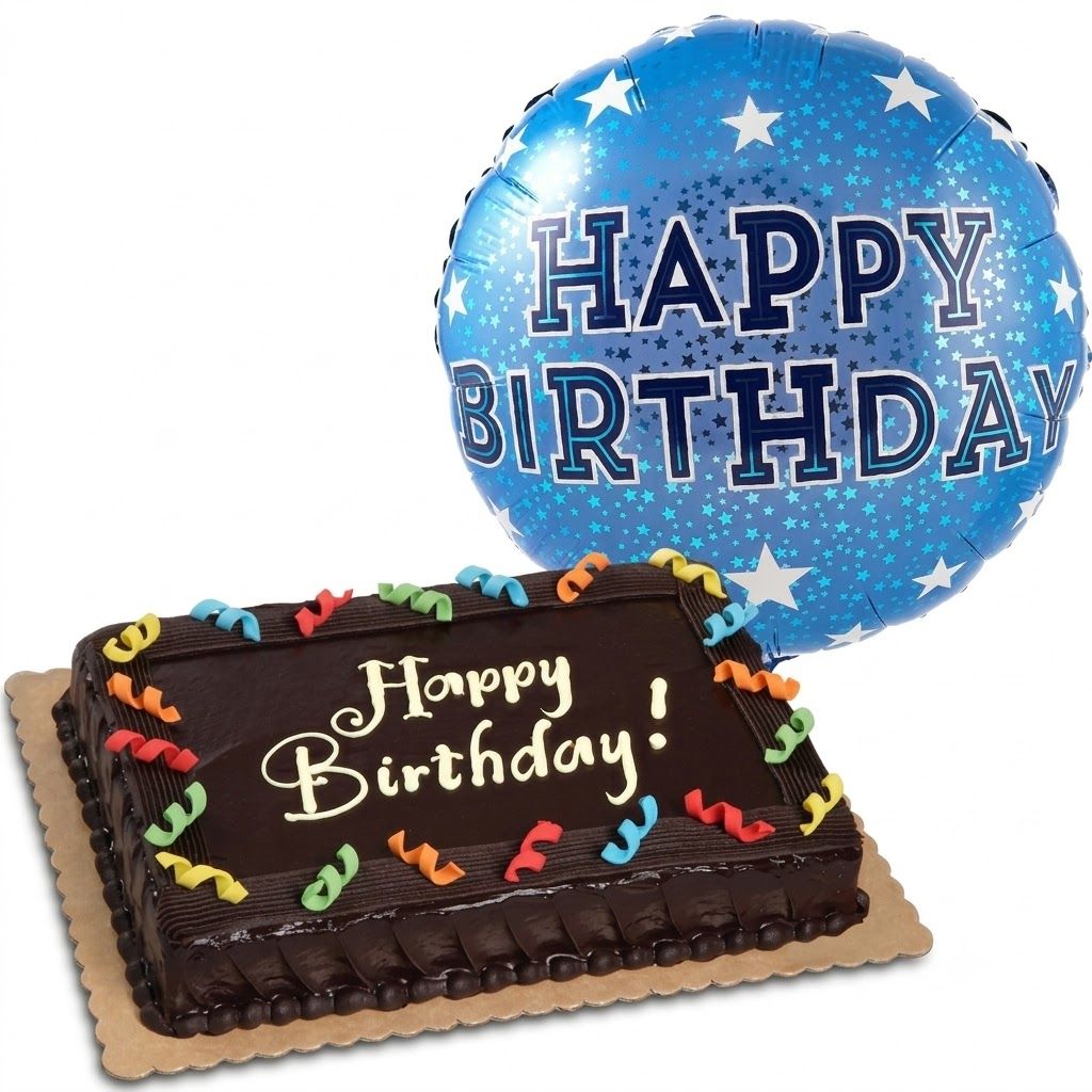 Birthday Balloon and Chocolate Dedication Cake