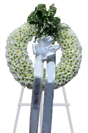 White Mums Standing Wreath