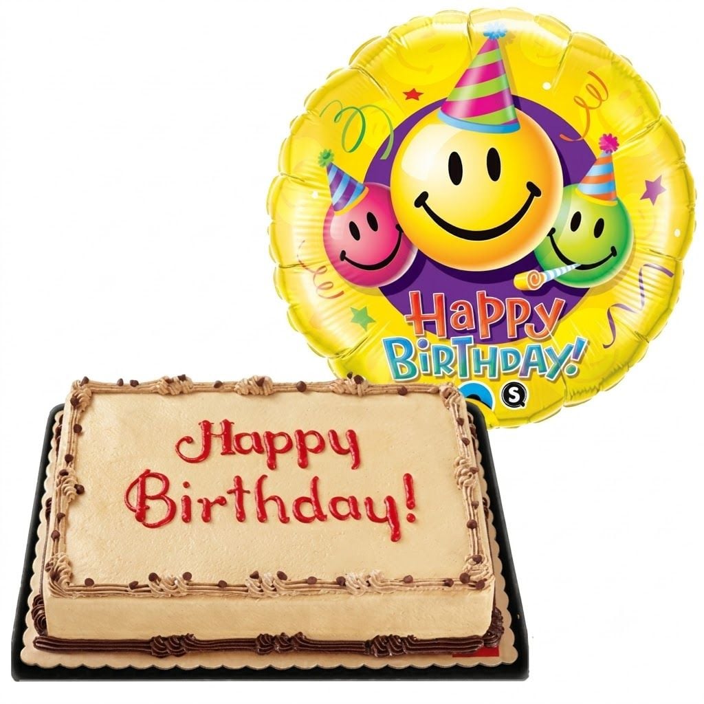 Mocha Dedication Cake with Birthday Balloon