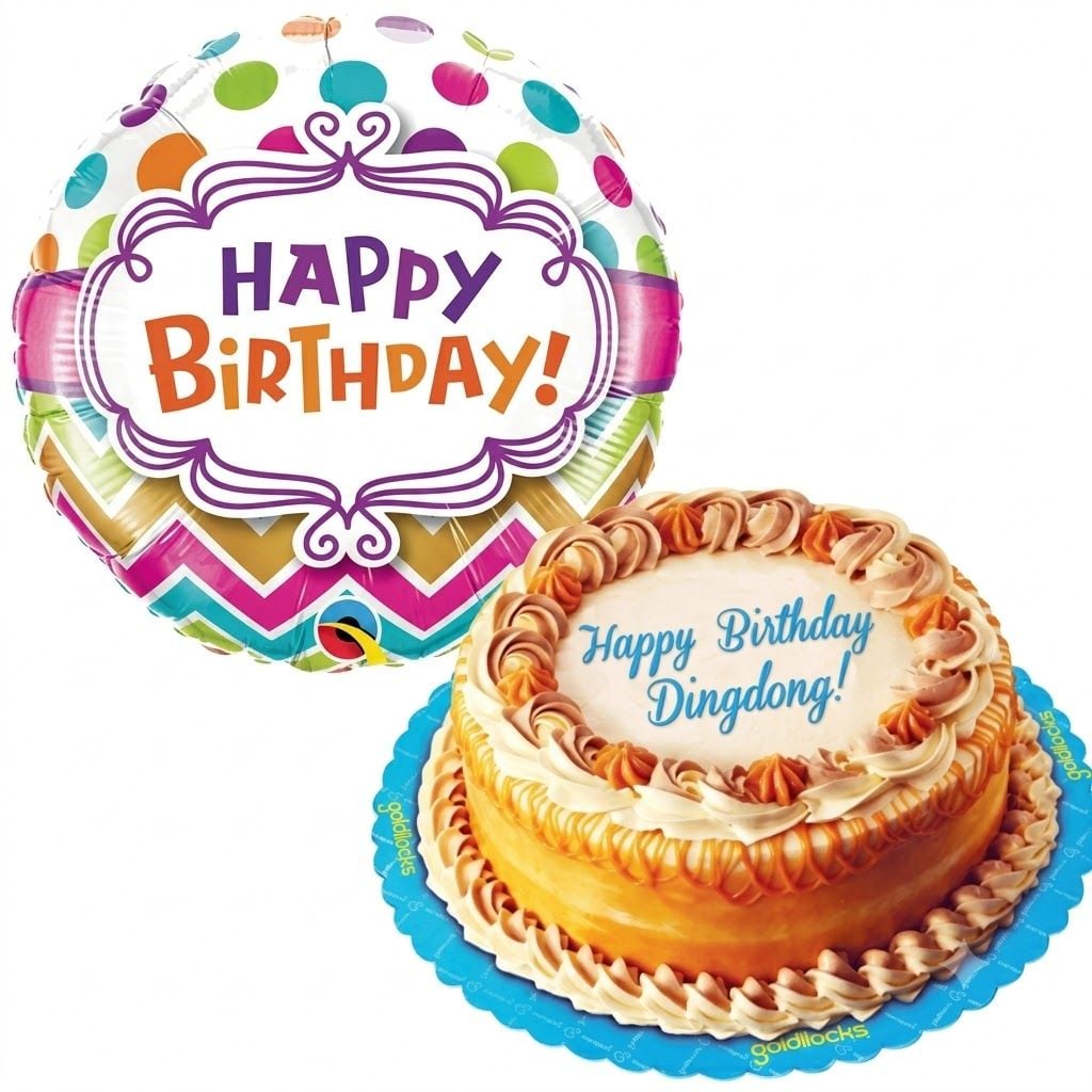 Lusciuous Caramel Cake with Birthday Balloon