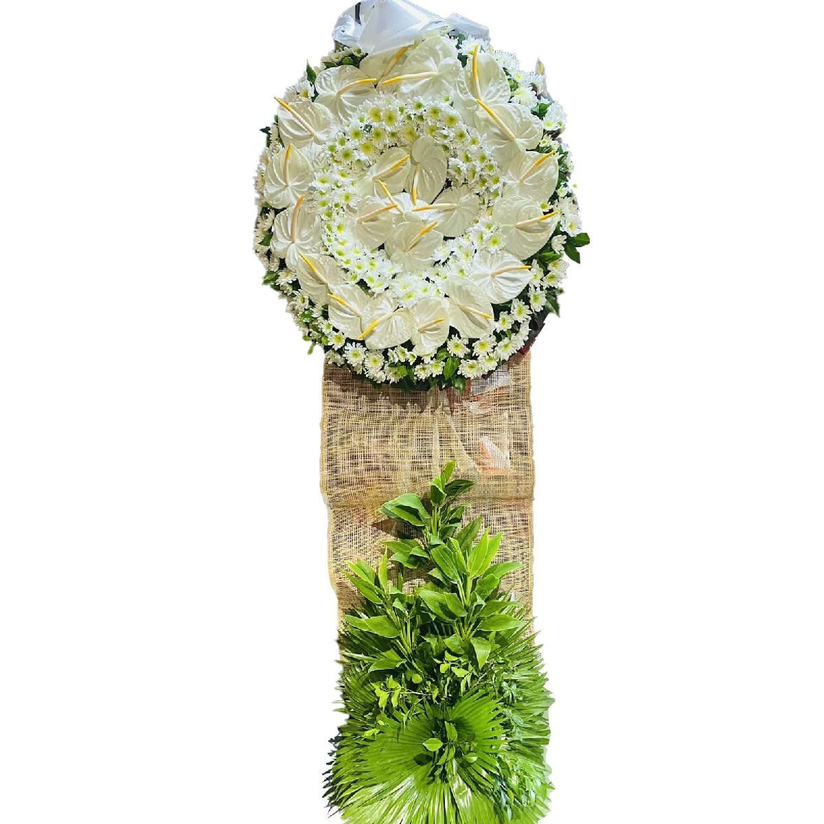 White Anthurium with White Fillers Wreath