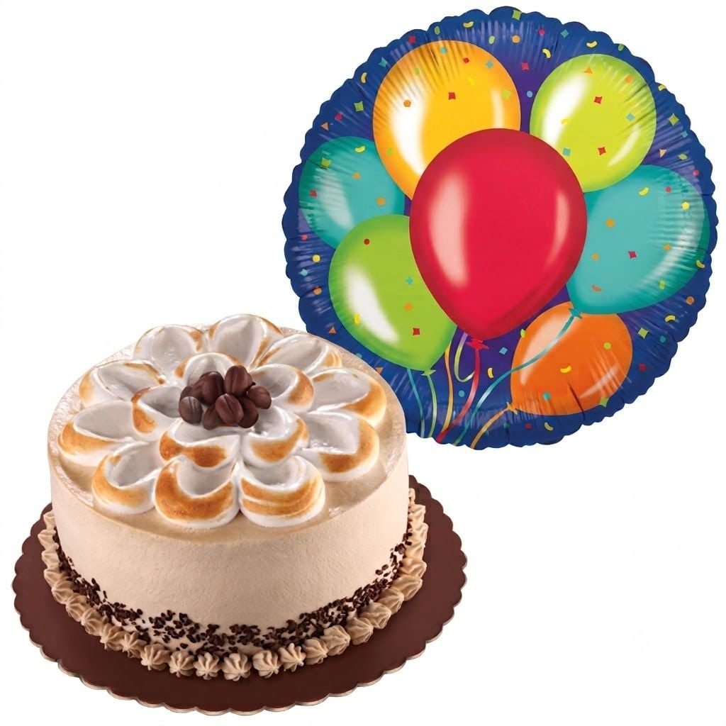 Coffee Latte Cake with Birthday Balloon