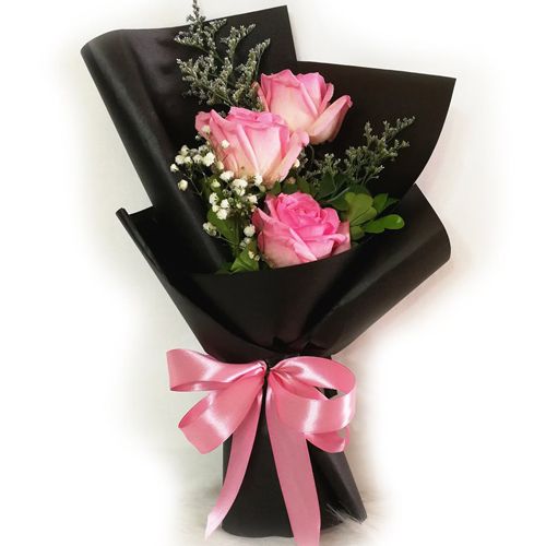 3 Pcs. Pink Ecuadorian Roses Bouquet