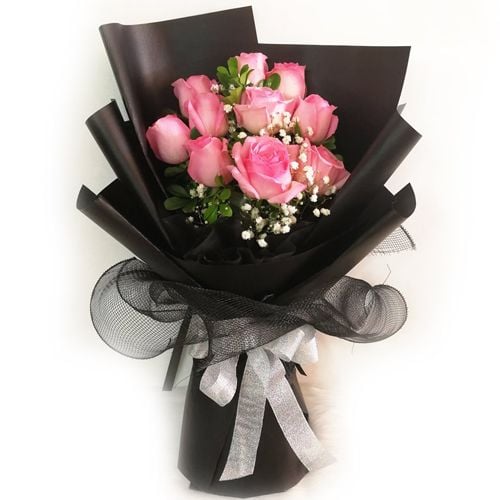 10 Pcs. Pink Ecuadorian Roses Bouquet