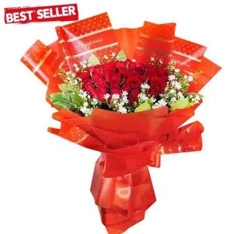 24 Red Color Roses Bouquet