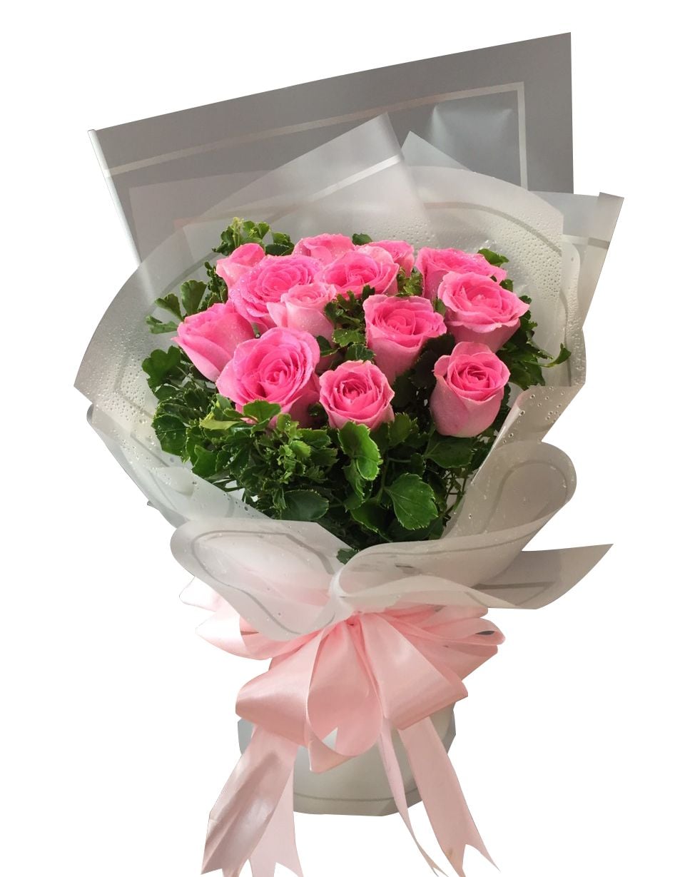 12 Pink Rose Bouquet