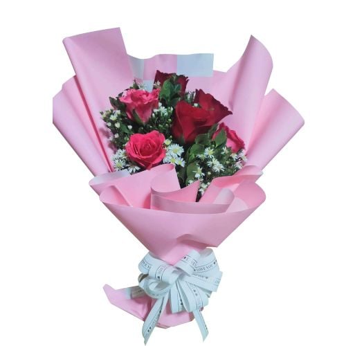 6 Pcs Red & Pink Rose Bouquet