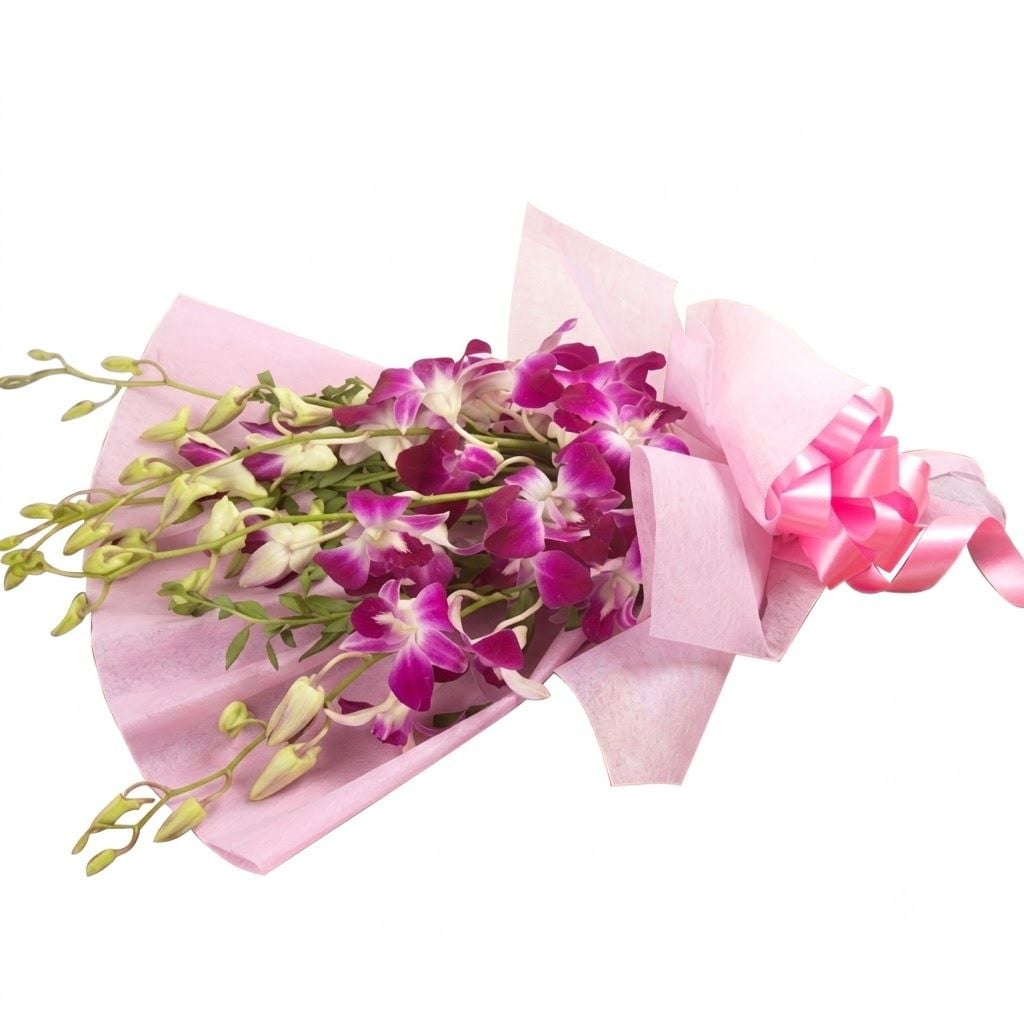 Splendid 12 Purple Orchids Bouquet