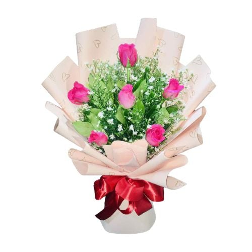 Earnest 6 Pink Roses Bouquet