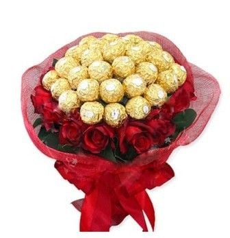 Ferrero with Roses in Bouquet