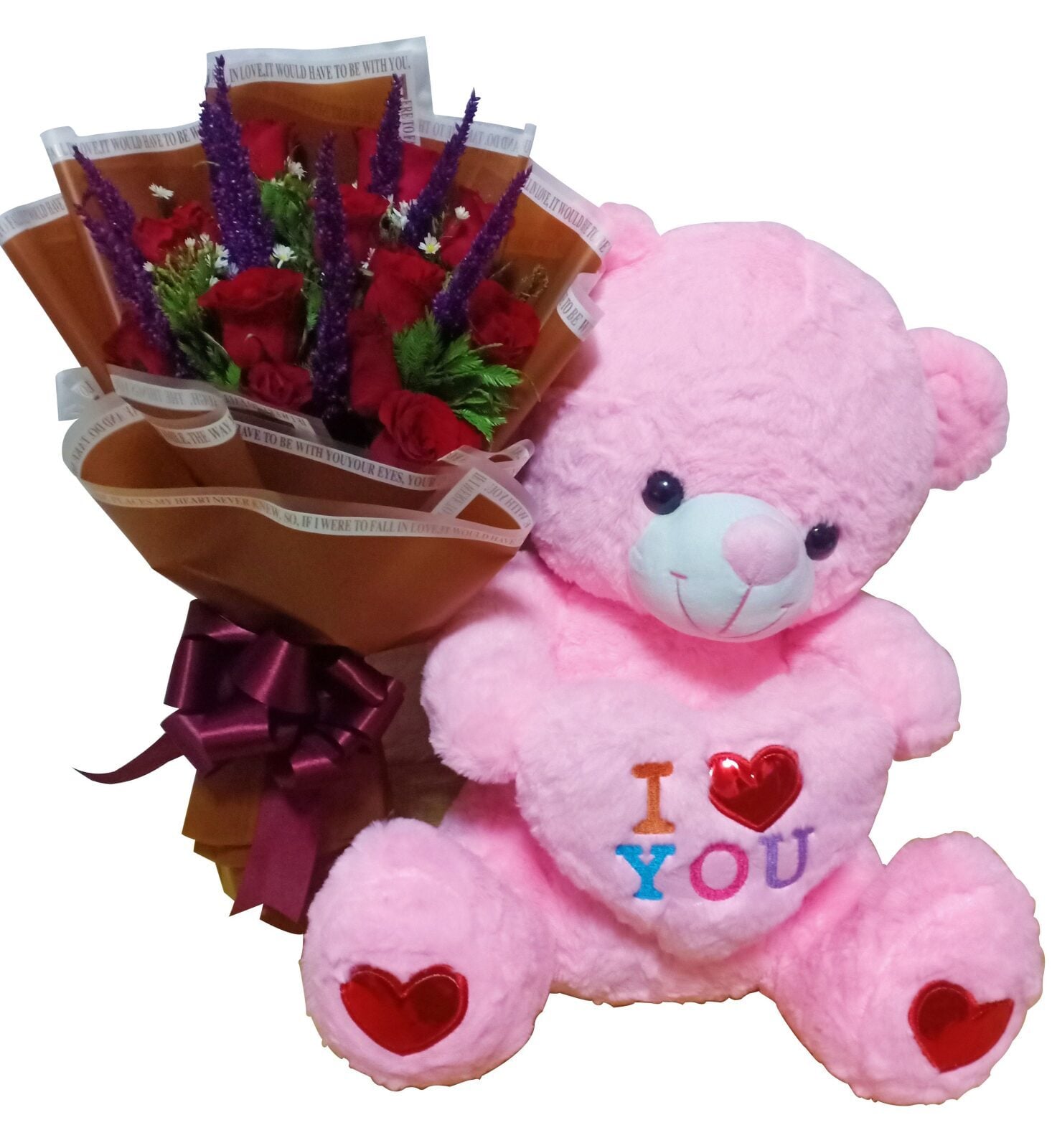2 Feet Giant Teddy w/ 12 Red Rose Bouquet