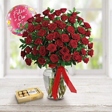 Mom's Roses (12 Roses + Chocolate Box + Balloon)