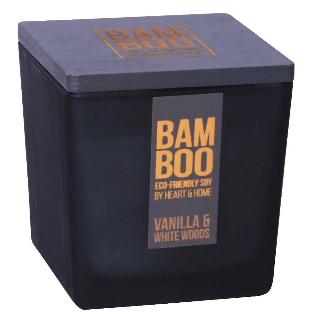 BAMBOO Large Jar Candle Vanilla & White Woods Candle 210g