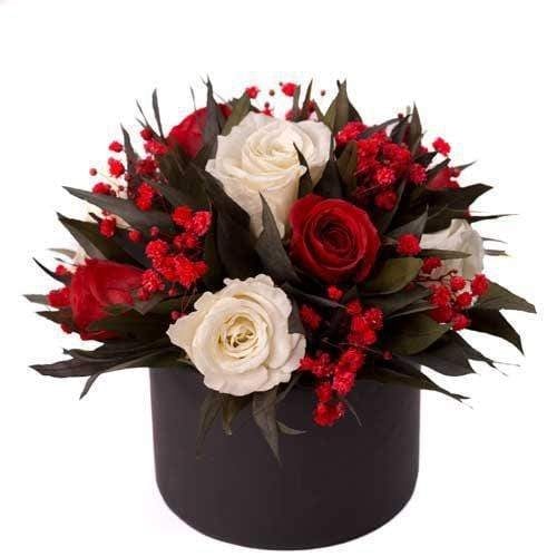 Red & White Forever Roses Gift Box