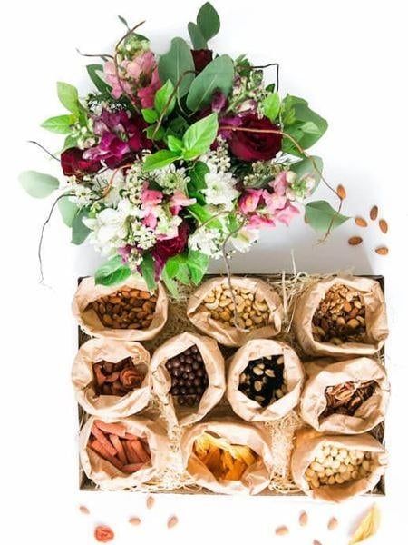 Luxury Jumbo Snack Box with Floral Arrangement