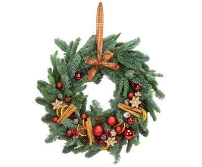 Wreath to hang on the door Traditional red