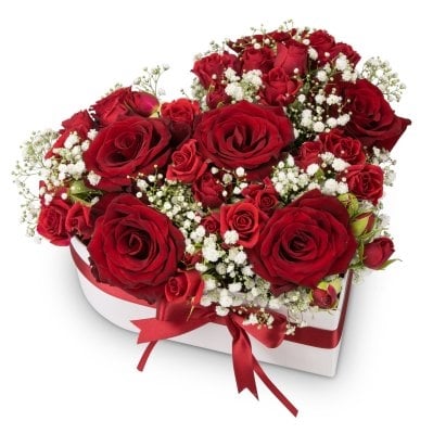Box of flowers Red Romance Love (Medium)
