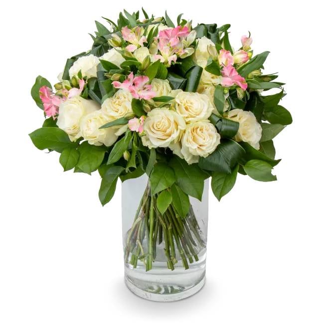 Bouquet of roses with alstromeria – Manon (Small)