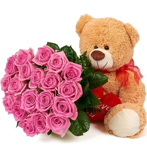 Huggalicious Bear with 19 Roses