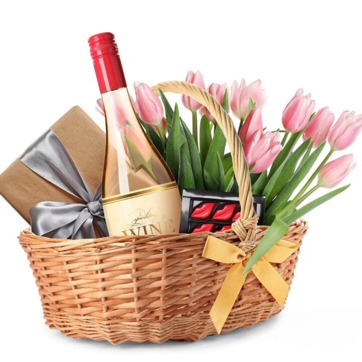 Celebration Flowers and Treats Basket