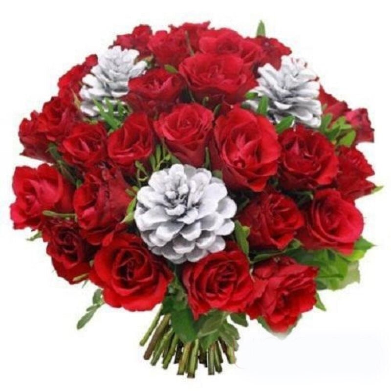 Christmas Roses and Pine-Cones Bouquet (regular)