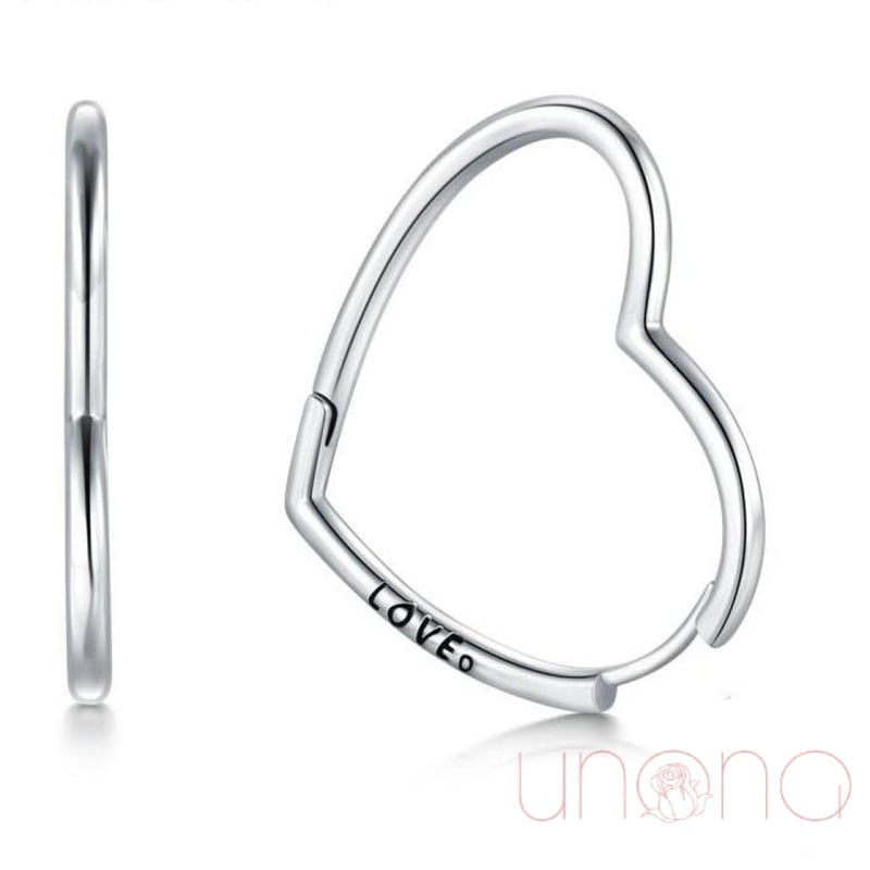 Heart Hoop Silver Earrings