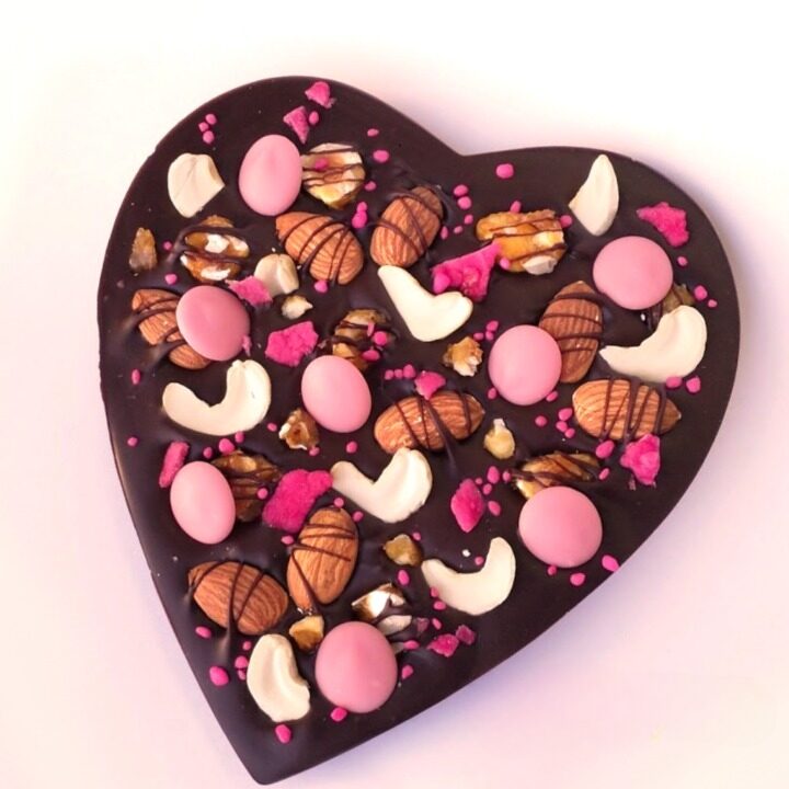 Heart-Shaped Nut & Rose Petal Chocolate Bar