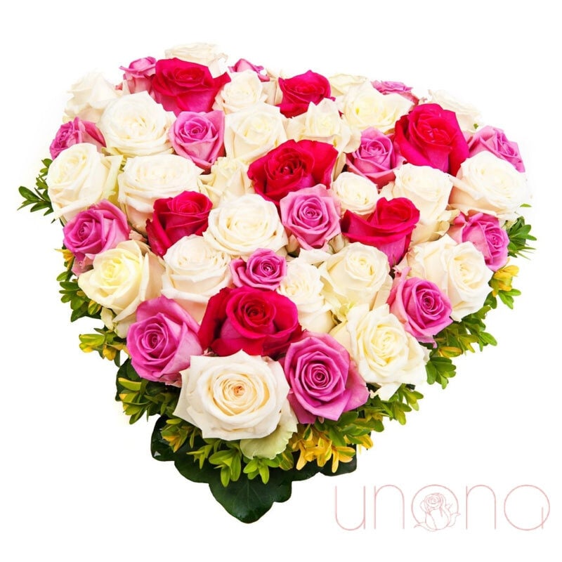 Heart-Shaped Roses Arrangement