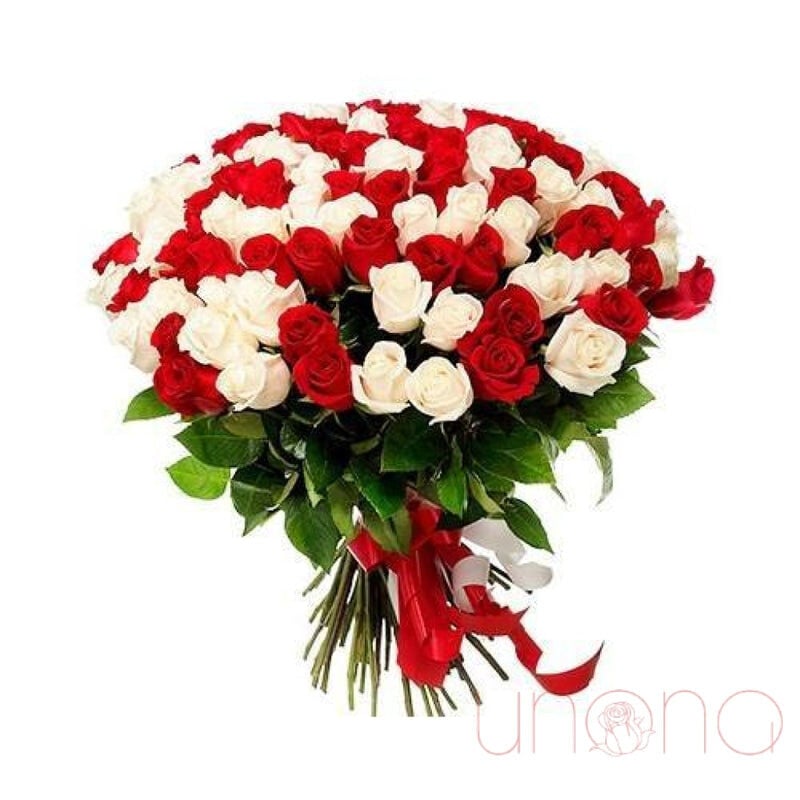 Marvelous Red and White Roses Bouquet (red and white / standard (local flowers))