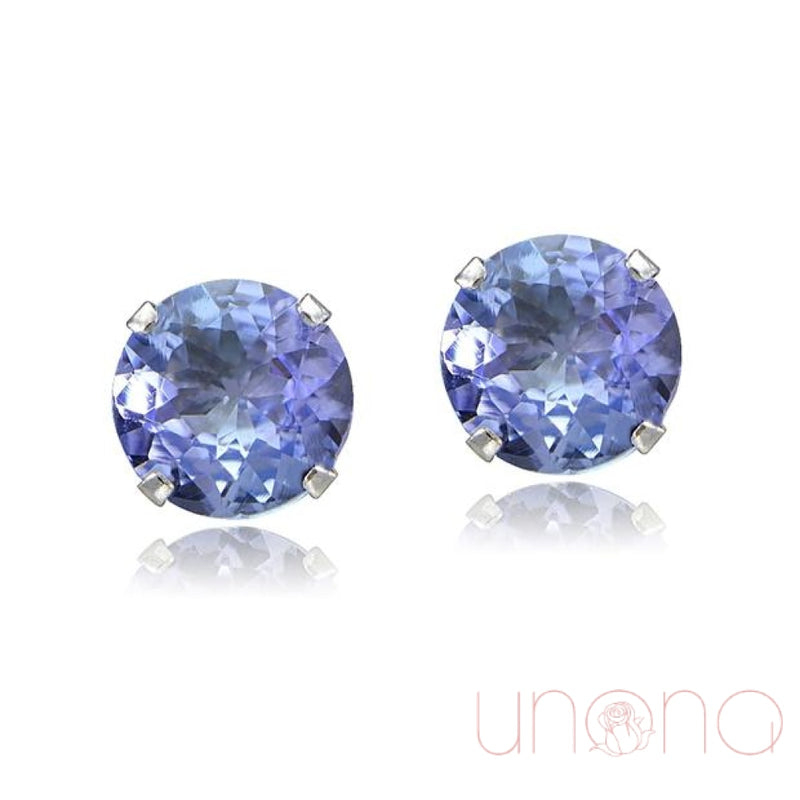 Tanzanite Solitaire Stud Earrings