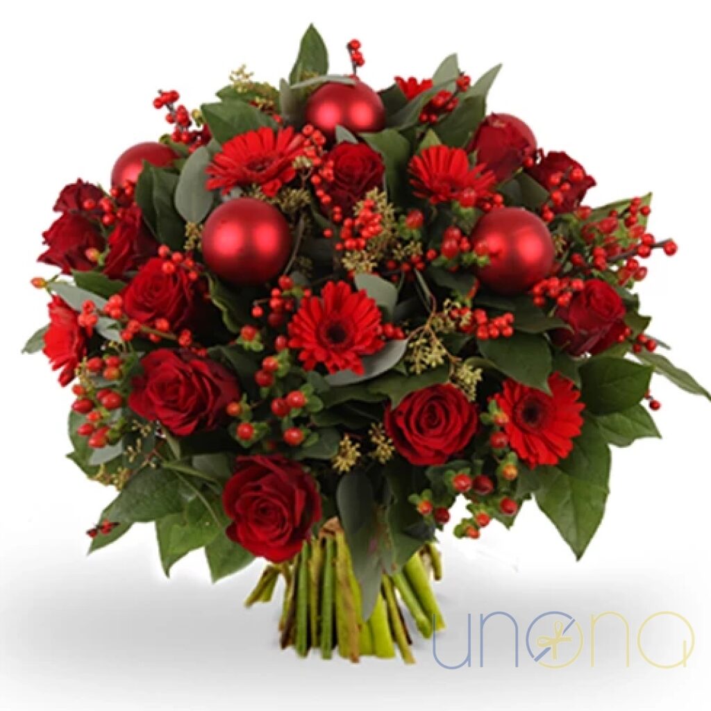 Vivid Red Christmas Bouquet (regular - fresh quality flowers)